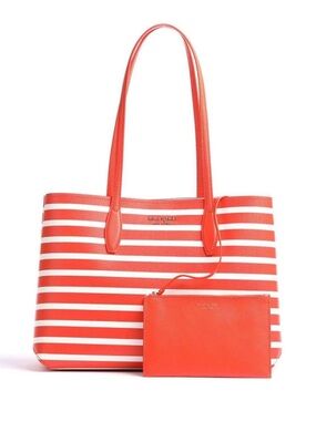 kate spade  All Day Sailing Coral and White Striped Tote with Removable Wristlet